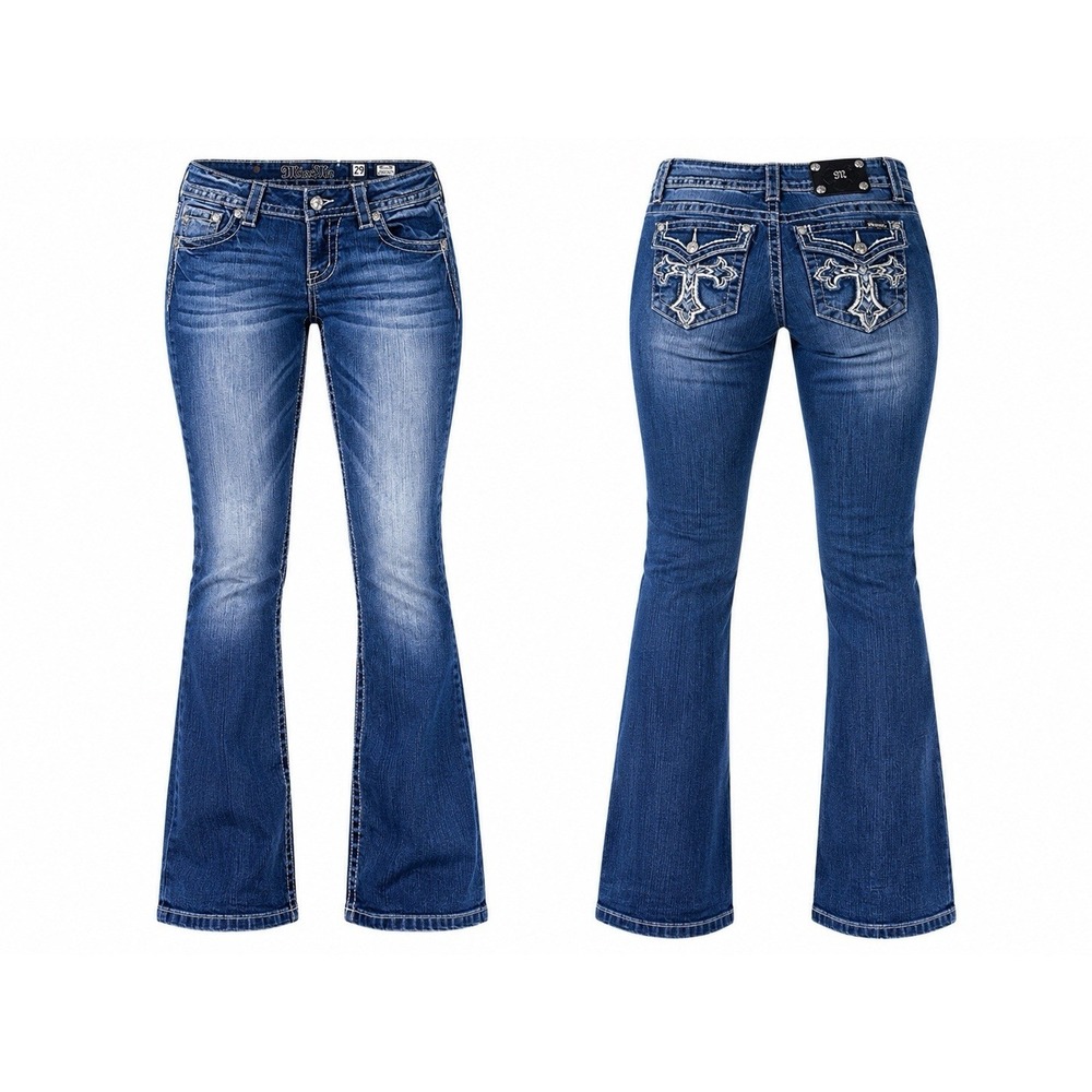 Miss Me JEANS CUFFED CAPRI Women's 29 THICK STITCH Y2K EMBELISHED CROSS